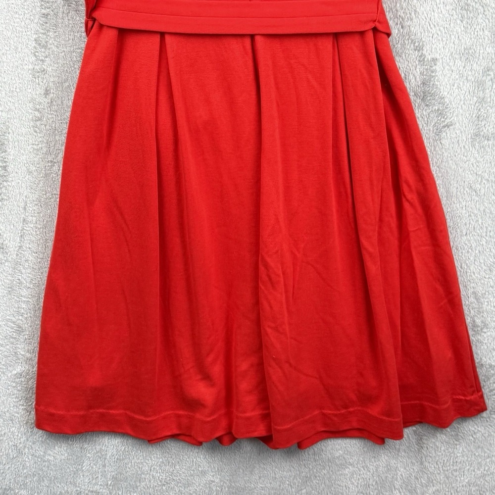 Boden Dress Women 8 Red Ponte Knit Belted Fit & Flare S/S Stretch Casual Classic - Picture 7 of 14